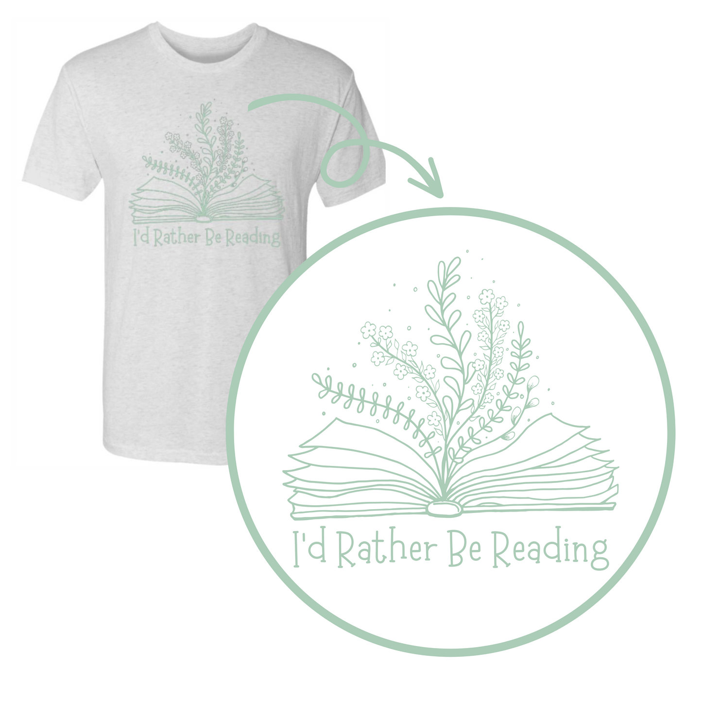 White I'd Rather Be Reading Graphic TriBlend Tshirt