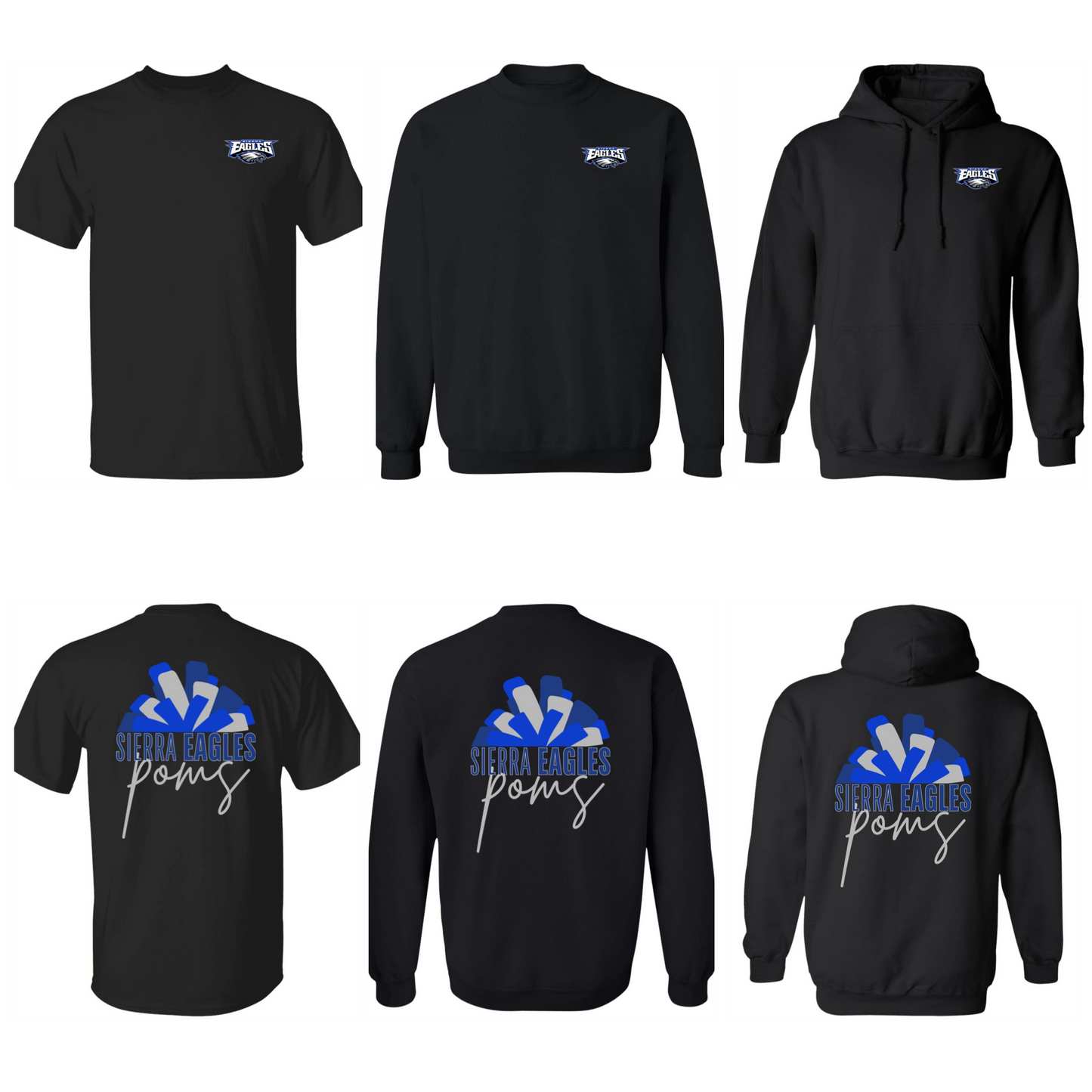 Black Sierra Eagles Poms