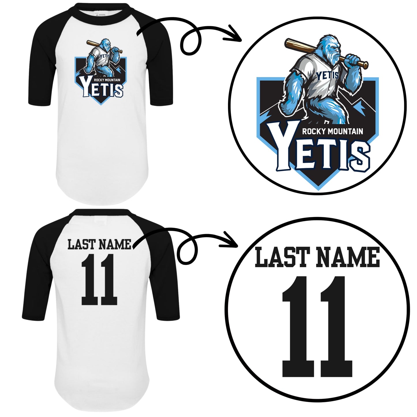 Personalized Adult Yeti Raglan