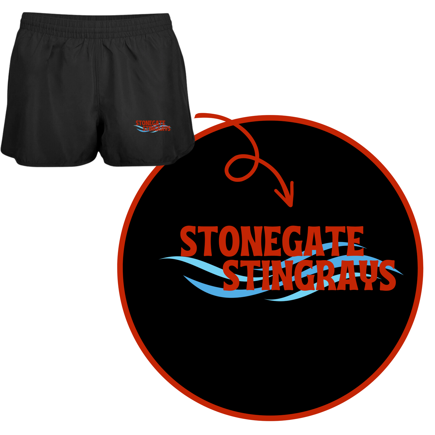Stingray Waves Running Shorts- Ladies