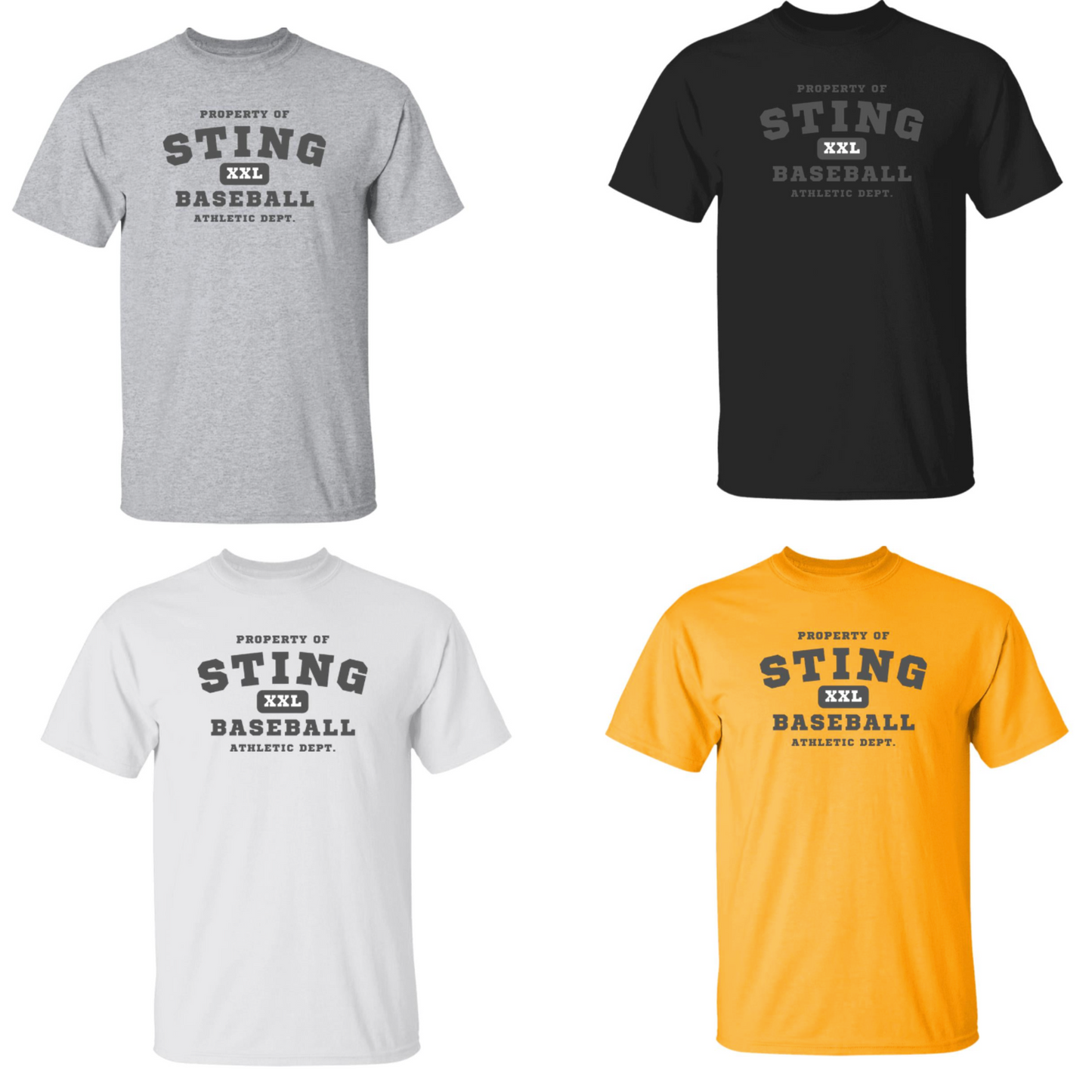 Sting Athletic Department- Adult Gray Font Utility T-Shirt