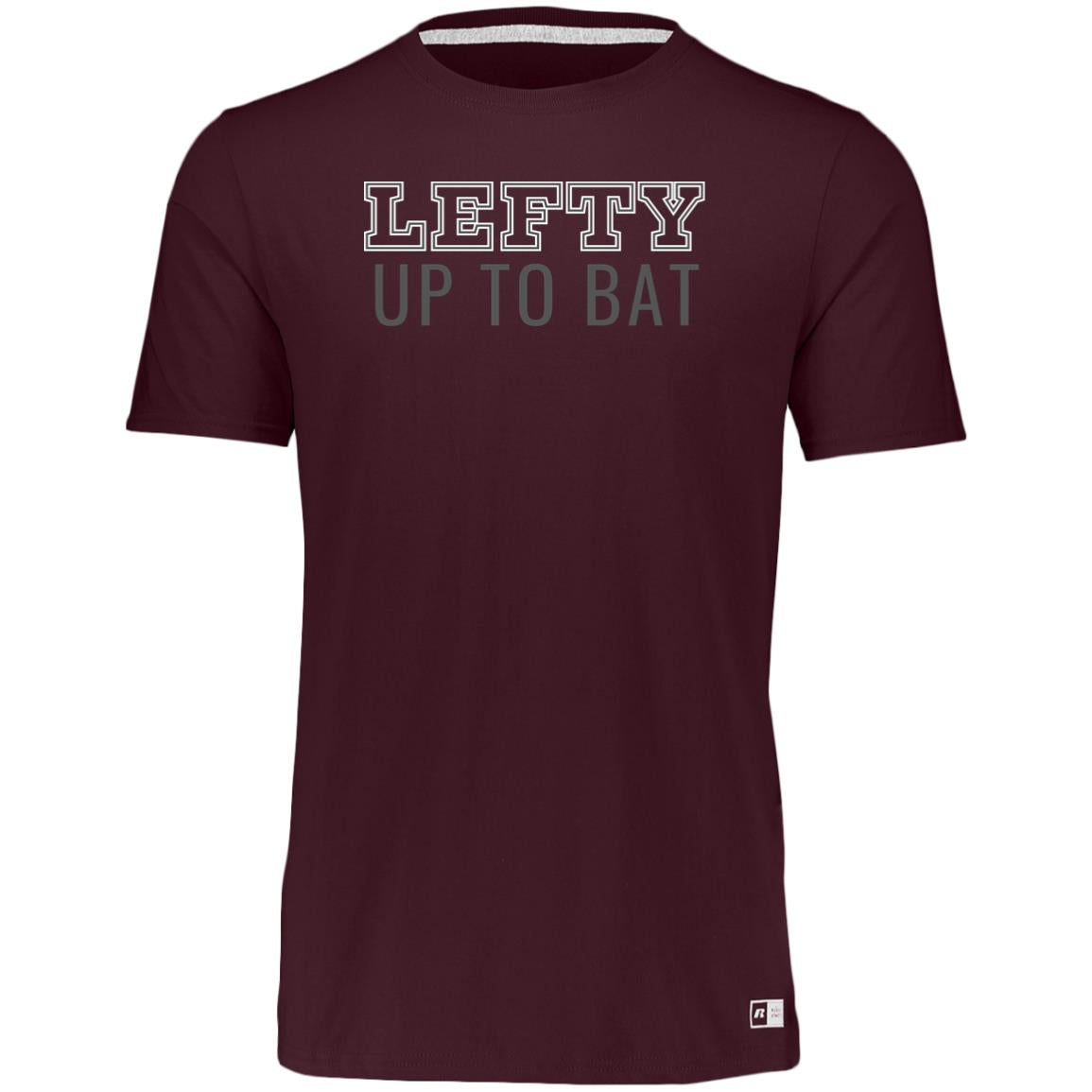 Maroon Lefty up to Bat Performance TShirt