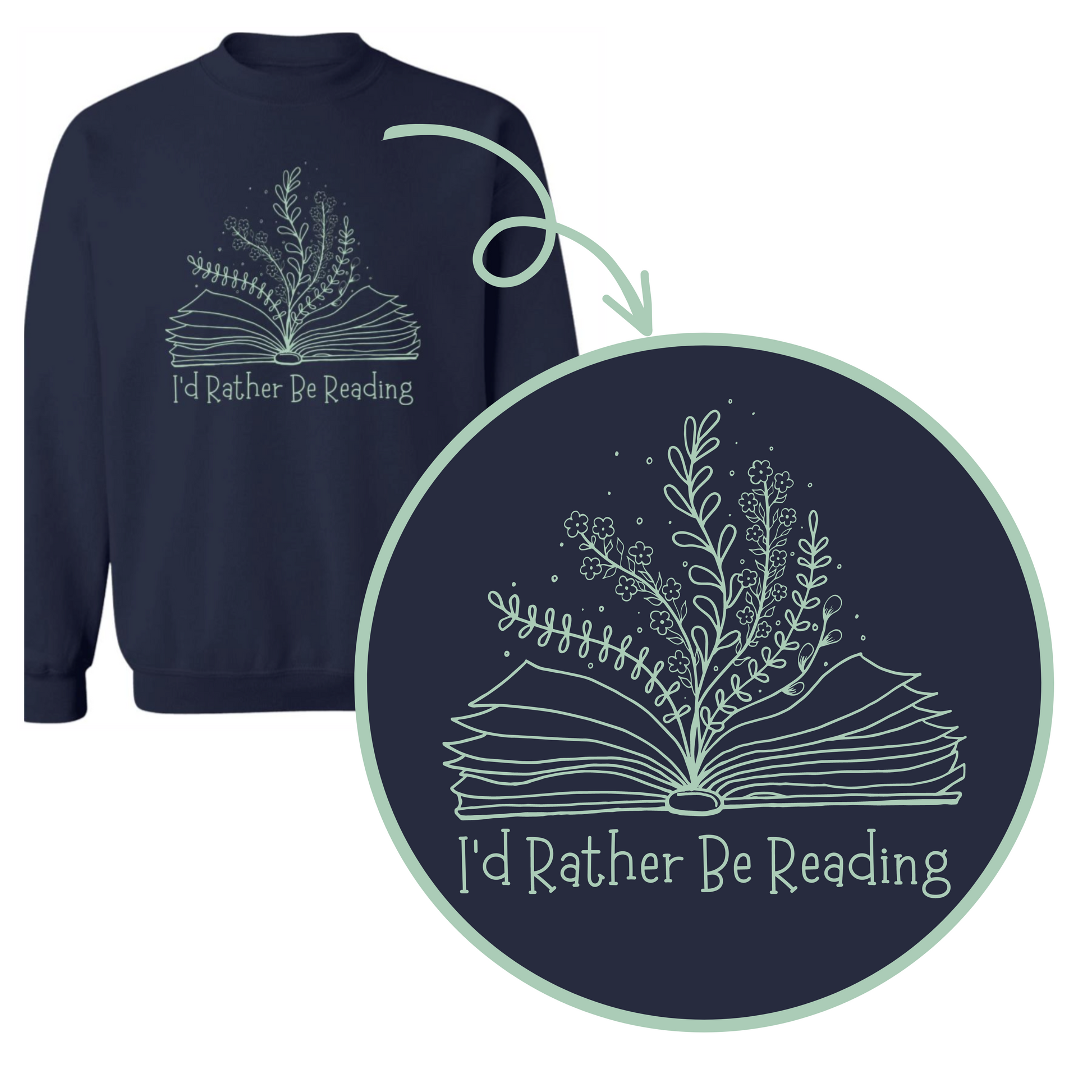 Navy I'd Rather Be Reading Crewneck Sweatshirt