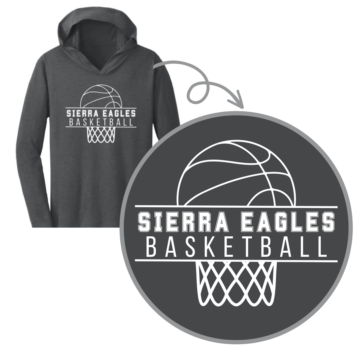 Sierra Basketball Adult T-Shirt Hoodie