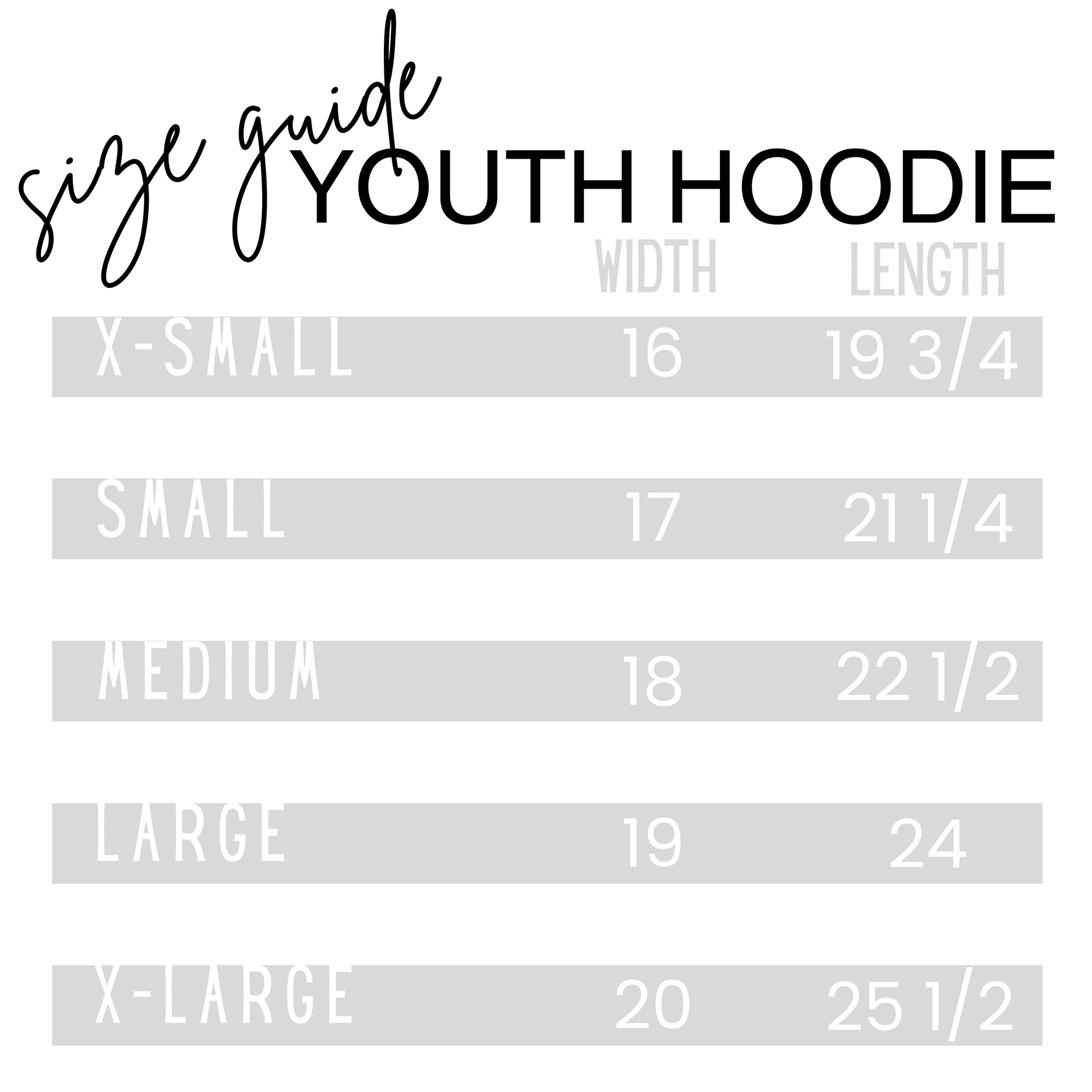 Youth Hoodie Size Guide