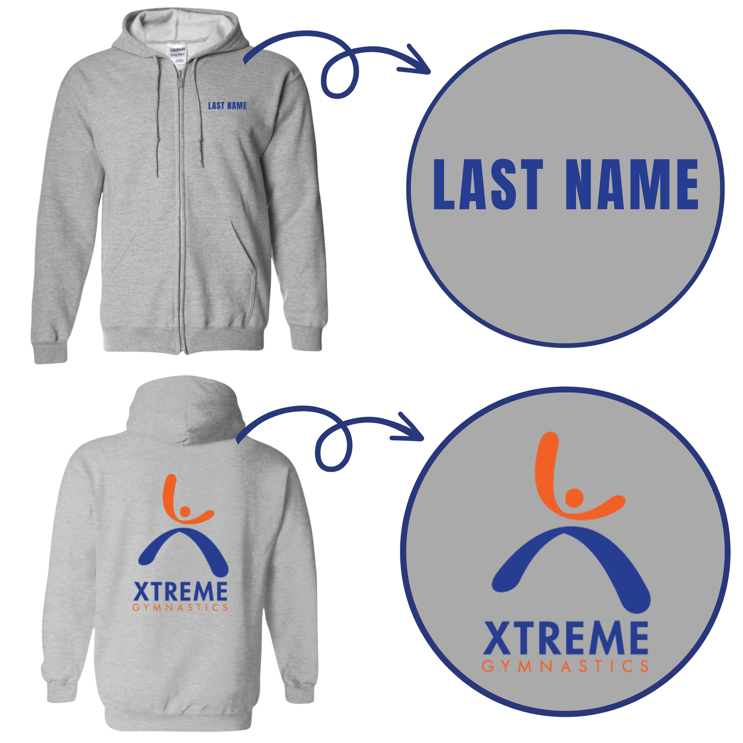Personalized Xtreme Adult Zip Hoodies