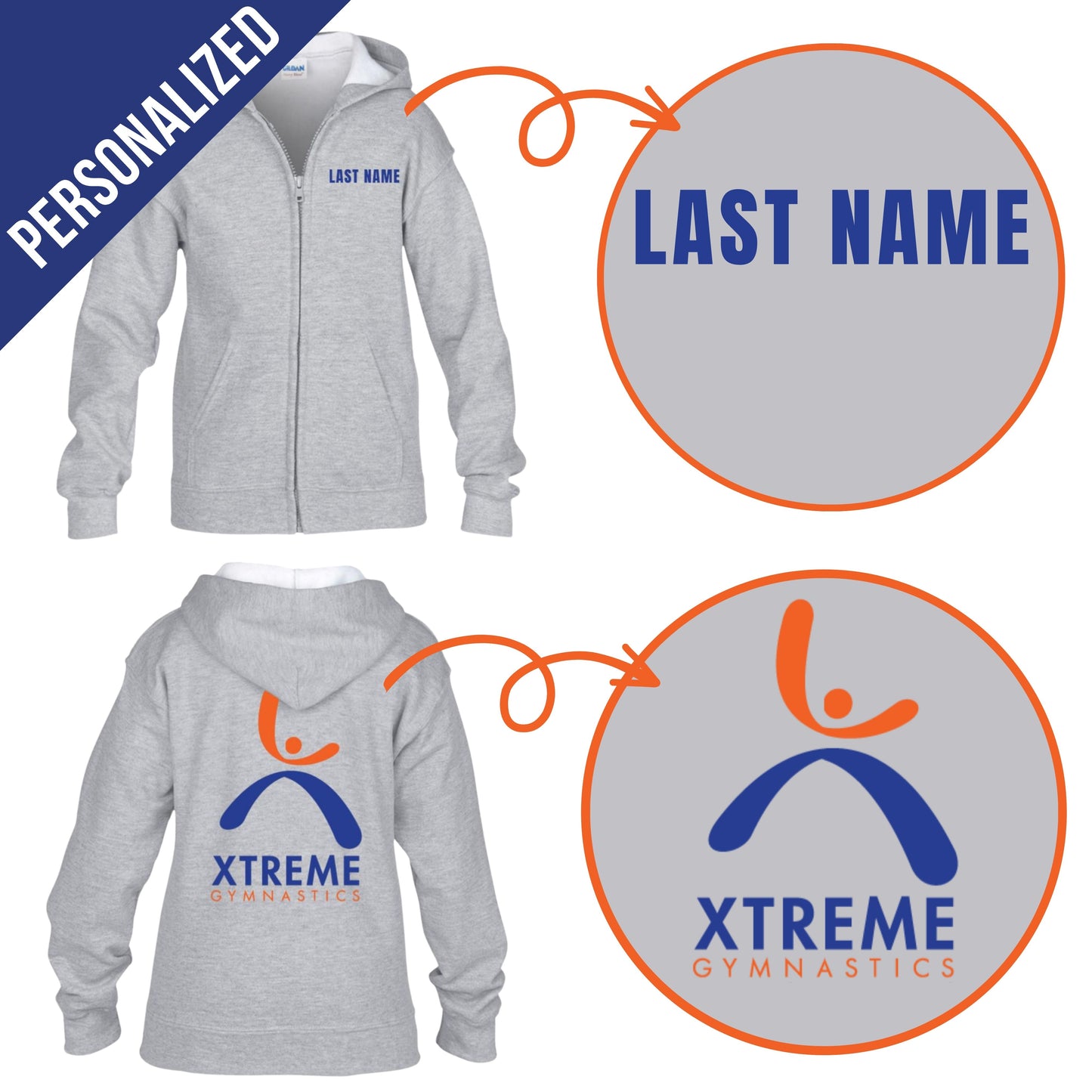 Personalized Xtreme Youth Zip-Up Hoodie