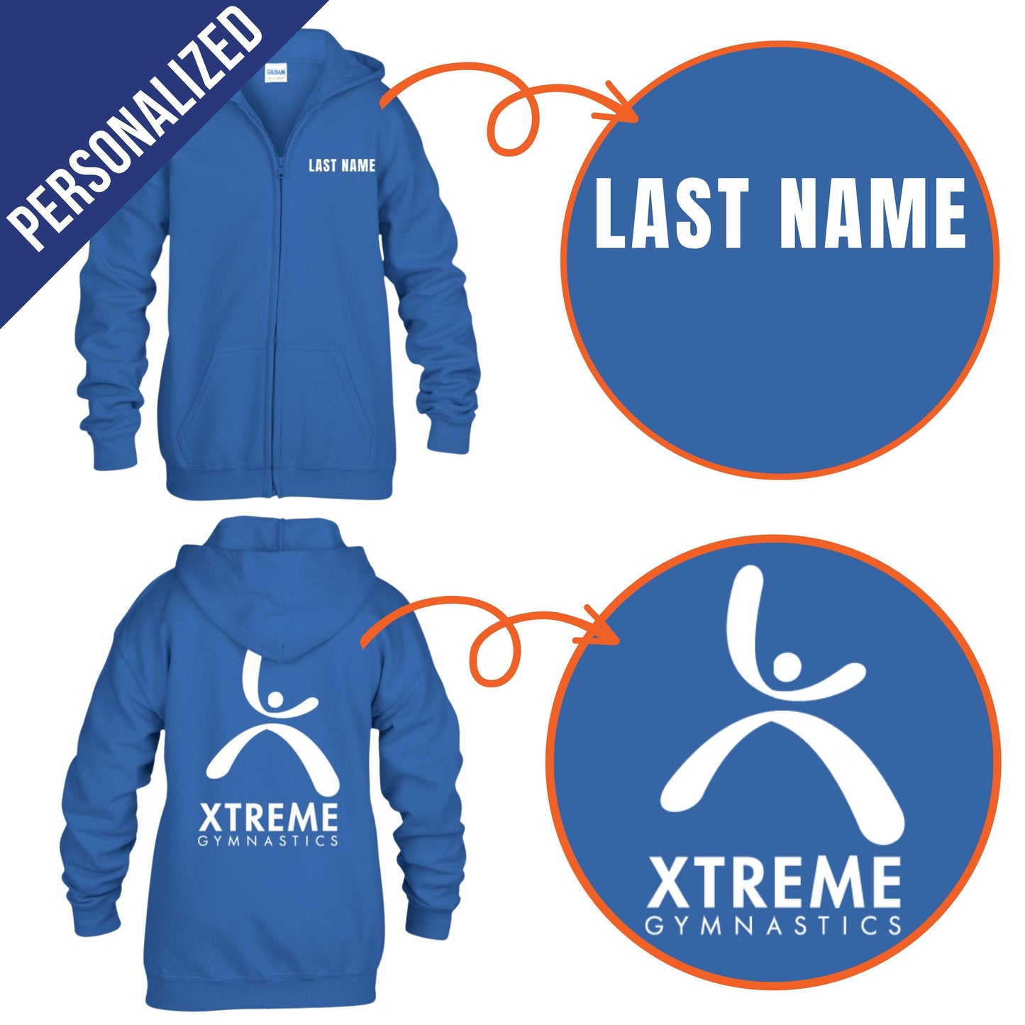 Personalized Mens Xtreme Gymnastics Zip-Up Hoodie