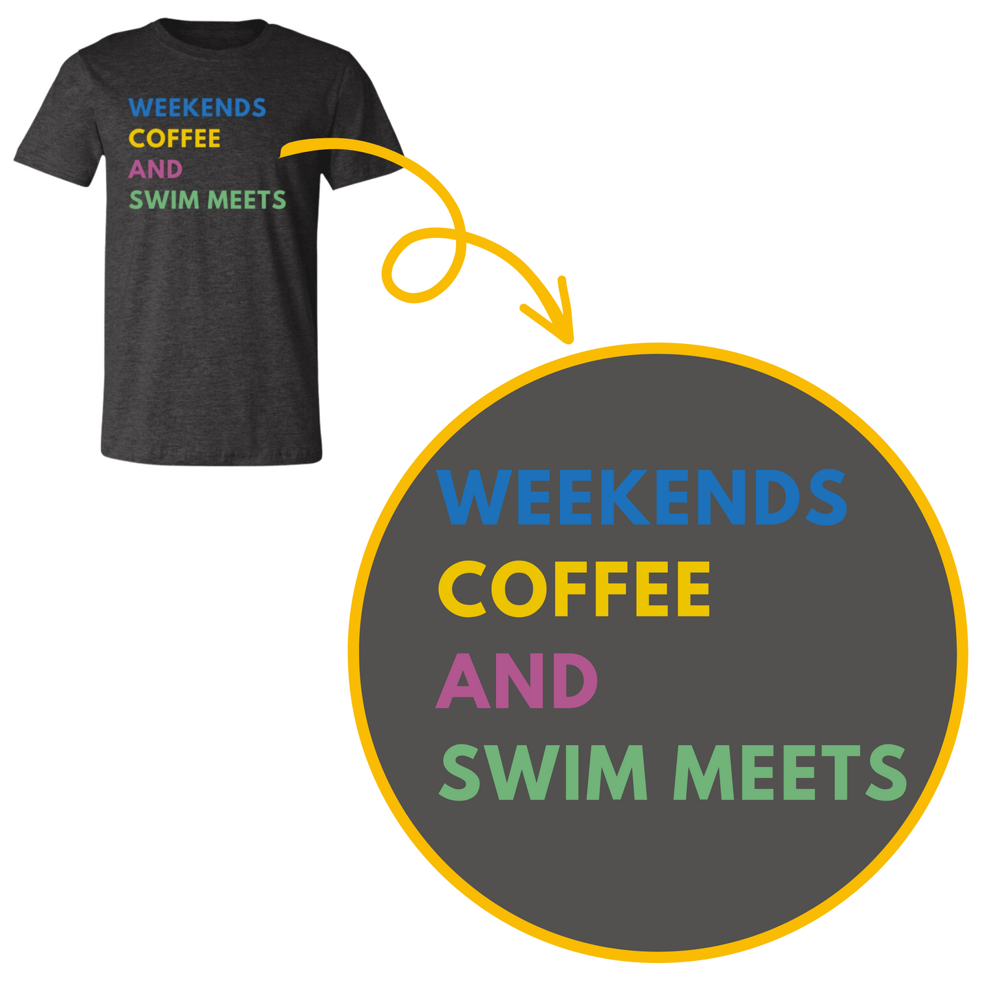 Weekends Coffee & Swim Meets- Adult Comfy T-Shirt