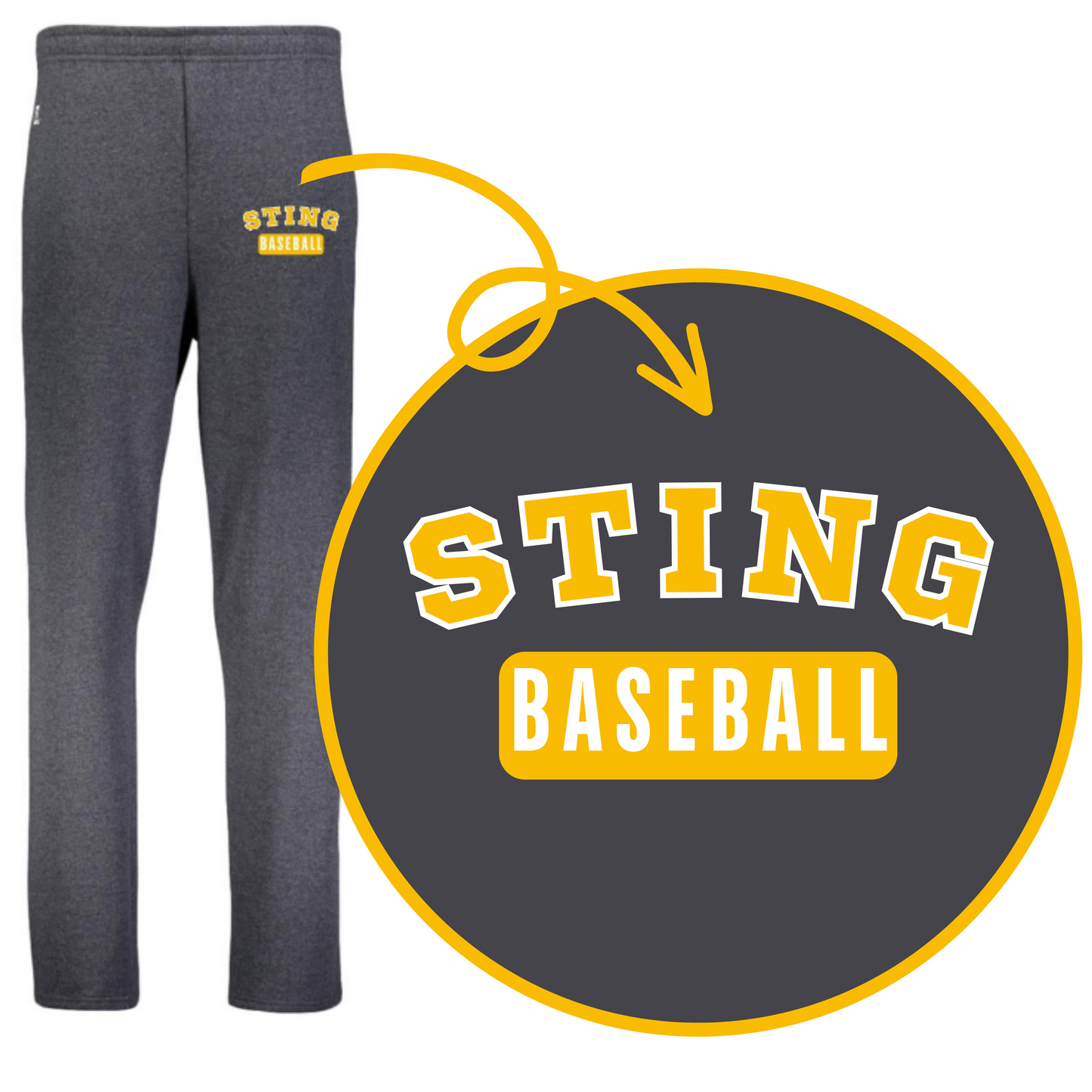 Sting Baseball Adult Open Bottom Performance Sweats