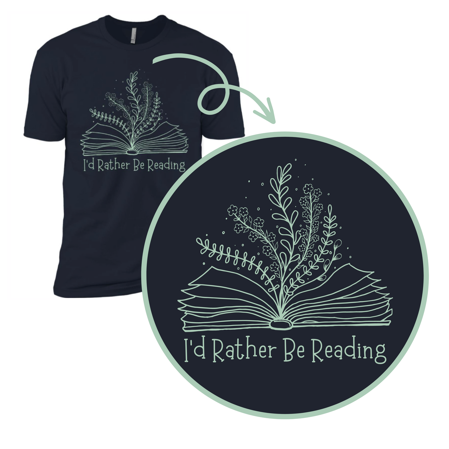 Navy I'd Rather Be Reading Graphic TriBlend Tshirt 