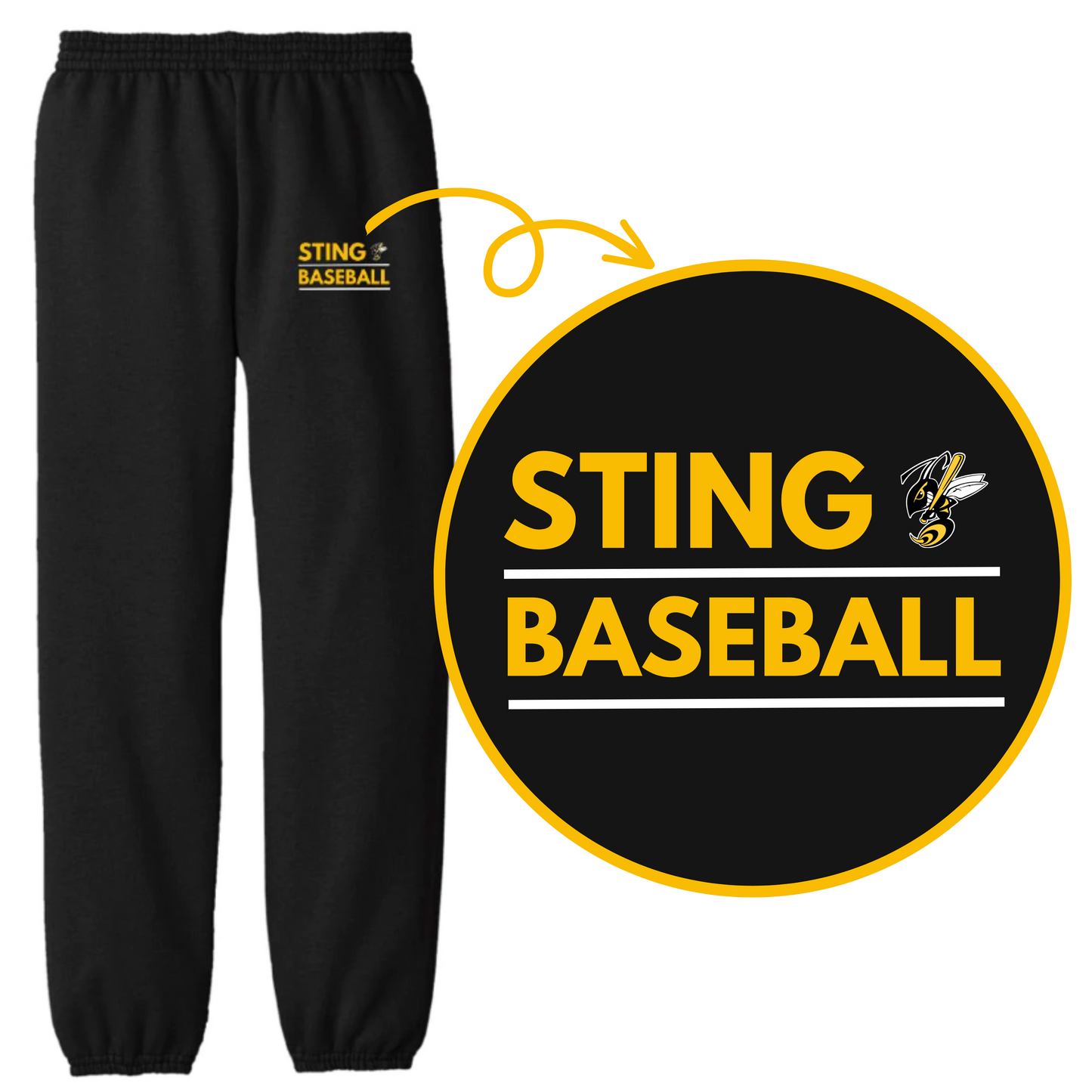 Sting Baseball Logo- Youth Utility Fleece Sweatpants